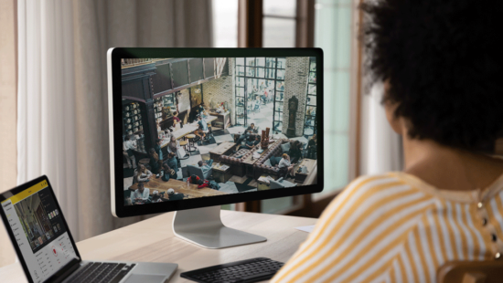 Boss watching coffee shop from Frase Protection App