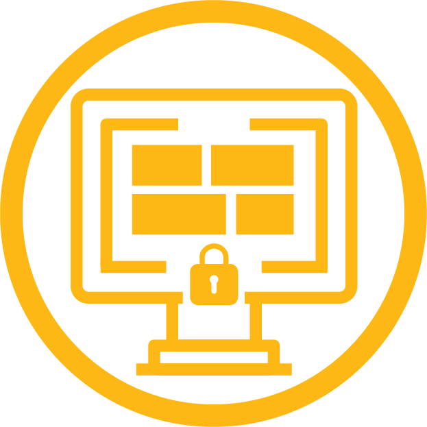 Animated computer monitor with analytic data and a lock on its screen