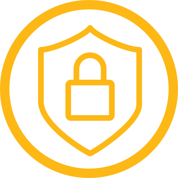 Animated shield with a lock inside of it
