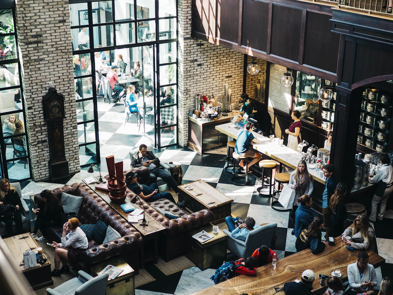 restaurant over head view from a Frase Protection real-time video monitoring for small business