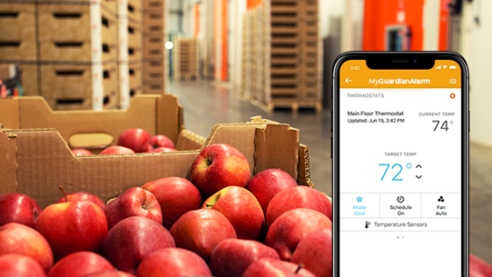 Apple storage temperature control with Frase Protection temperature sensor